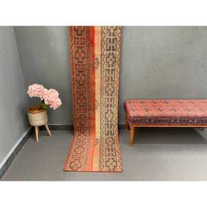 2x8.3 ft Vintage Turkish Rug, <b>Runner</b> Rug, <b>Red</b> Wool Rug - Product Image 1