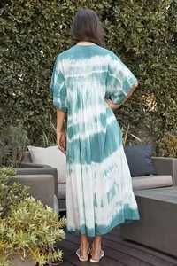 Nueva llegada India hecho a mano Tie Dye Beach Kaftan para las mujeres acampanado de manga larga Kaftan ecológico transpirable lavable regalo - Product Image 2