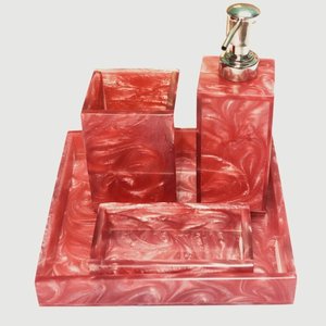 Juego de Bandejas de Baño Hechas a Mano de Gran Tamaño, Juego de 4 Accesorios Multicolores, Dispensador de Jabón, Vaso, de la India - Product Image 3