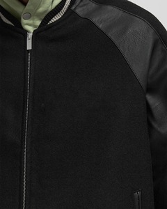 Personalización bordado parche de cuero mangas College Varsity chaquetas Chenille parches College Baseball chaqueta negra para hombre - Product Image 3