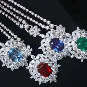 เครื่องประดับสร้อยคอหรูหราเพทายสีแดงเงินสเตอร์ลิง925 - Product Image 1