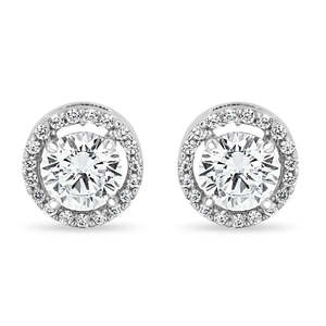 NOVAMART Fine Zarkan Elegant Halo Silver <b>Stud</b> Vintage Trendy Gold Flower Pattern Featuring Diamond Zircon Pearl for Wedding Enga - Product Image 3
