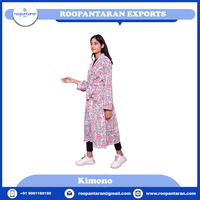 Kimono Casual Elegante de Verano para Mujer, Diseño Floral, Moderno, Personalizado, Hecho a Mano, con Tirantes Finos, de Algodón Puro de Secado Rápido