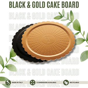 Fabriqué en Italie laminé jetable bord ondulé rond noir et or planche à gâteau carton taille différente prêt à expédier - Product Image 2