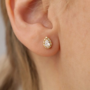 ต่างหูเม็ดเดี่ยวพลอยบุษราคัมสีขาวชุบทองเงินสเตอร์ลิงทันสมัยของขวัญสำหรับผู้หญิง - Product Image 6