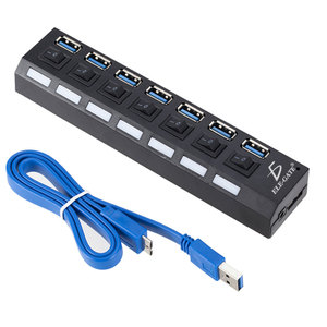 High-Speed 7-Port <b>USB</b> 3.0 <b>Hub</b> LED Multiport Switch Charging/ Data Transfer/ Splitter Functions for Computers Compatible SD <b>USB</b> - Product Image 2