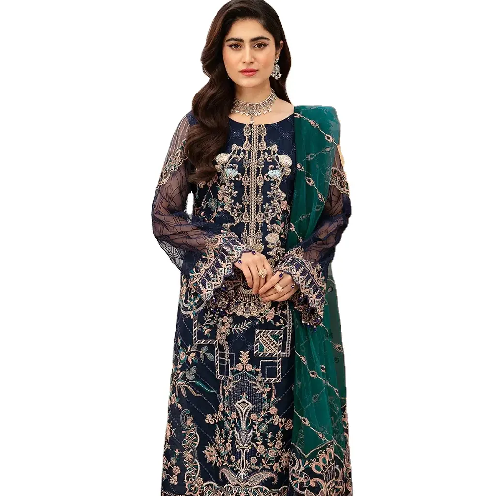 La plus récente qualité supérieure femmes partywear shalwar kameez pakistanais qualité d'exportation mariage shalwar kameez prix de gros