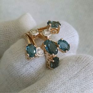 14k Gold London Blue Topaz Cluster <b>Ring</b> Trendy Princess Cut Inlay with Rhodium Plating Stylish Engagement <b>Ring</b> - Product Image 2