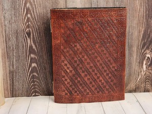 สมุดโน้ตหนังลายนูนรูปต้นไม้ใหญ่สมุดหนังแฮนด์เมดสมุดบันทึกวันคริสต์มาสสมุดเงางานแต่ง - Product Image 4