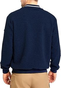 Blouson aviateur bleu d'hiver léger pour hommes, décontracté en gros, avec poches latérales confortables réglables, poignets élastiques à fermeture éclair sur le devant - Product Image 4