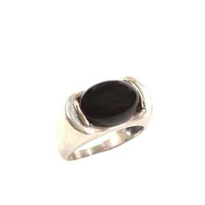 Bague ovale en argent sterling 925 avec pierre d'onyx, motif géométrique, plaqué rhodium, certifiée IGI, pour un usage quotidien et les promesses - Product Image 2