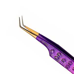 Pinzas de pestañas de acero inoxidable Ombre rosa y púrpura con corazón Charm Diamond Grip Herramientas de extensión de pestañas - Product Image 5