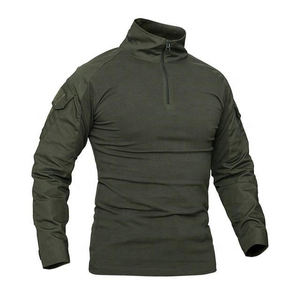 Uniforme de grenouille tactique à manches longues pour hommes chemise de gymnastique T-Shirt d'entraînement d'hiver fermeture à glissière Anti-rides caractéristiques respirantes - Product Image 2