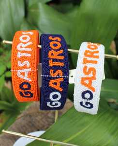 Hot Selling Beaded Team <b>Headband</b> Handmade Go Astros <b>Sports</b> Hairband Personalized Bead Embroidery Accessories Fans Name Hair - Product Image 1