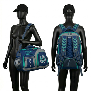 Bolsa Deportiva de Fútbol para Mujer, Premium, de Poliéster 600D, 300 GSM, Diseño de Paneles en Verde, Gris y Rosa, Resistente, para Viajes y Gimnasio, con Logotipo Personalizado - Product Image 3