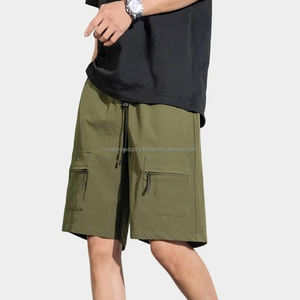 Short Cargo multi-poches décontracté d'été pour hommes, pantalon cinquième avec cordon de serrage respirant, pantalon de sport imprimé couleur unie tout assorti - Product Image 6