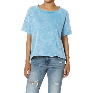 Camisetas de gran tamaño con lavado ácido de moda para mujer, camisetas casuales personalizadas para mujer - Product Image 1