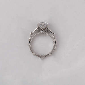 1.0 CT Round Cut Lab Grown Diamond 18KT Solid White Gold Cluster Setting Engagement <b>Ring</b> With Round Cut Side Diamond <b>Ring</b> - Product Image 5
