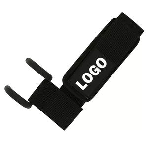 Ganchos de varilla de agarre de levantamiento de pesas Ganchos de correa de soporte negro de neopreno Protección profesional ajustable para entrenamiento de gimnasia - Product Image 5