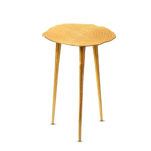 Aluminum <b>Table</b> for Home Use Metal Snacks Round <b>Table</b> Golden Color Coffee <b>Table</b> Original Indian Manufacture - Product Image 1