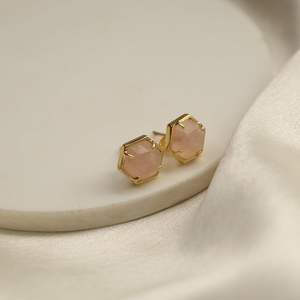 8mm <b>Rose</b> <b>Quartz</b> Stud <b>Earring</b> 925 Sterling Silver Prong Setting Handmade Fashionable October Birthstone Jewelry for Gift - Product Image 5
