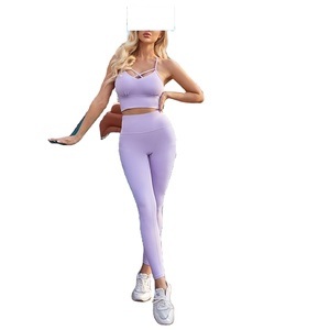 Conjunto de Ropa de Yoga para Mujer con Diseño Personalizado OEM/ODM, 100% Poliéster, Suave y Elástico, Cintura Alta, para Gimnasio - Product Image 3