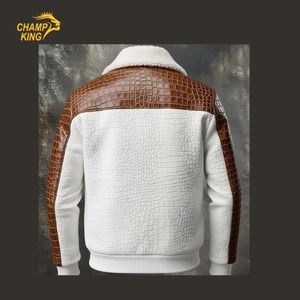 Veste en cuir de haute qualité à effet crocodile avec doublure en fausse fourrure, imperméable et écologique - Product Image 2