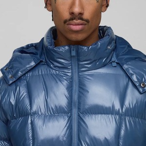 Article très vendu pour hommes, col montant avec capuche amovible, vêtements décontractés d'hiver avec logo imprimé DTF, veste bouffante pour hommes à fermeture éclair - Product Image 2