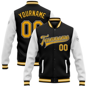 Vente en gros dans l'industrie directe de bombardiers décontractés d'hiver personnalisés en or royal noir veste bicolore Varsity Letterman - Product Image 6