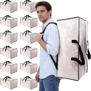Eco-Friendly Extra Large Thick Waterproof Moving Totes OEM Custom Heavy Duty Woven PP Reusable <strong>Clothes</strong> <strong>Storage</strong> Moving <strong>Bags</strong> - Product Image 1