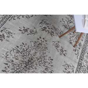 พรมขนาด 5.5x8.7 ฟุต, พรมวินเทจตุรกี, พรมขนสัตว์สีเทา - Product Image 5