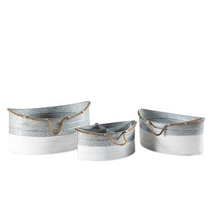 High Quality <b>White</b> Wash Galvanized Metal Ice <b>Bucket</b> Set 3 Different Sizes for Bar Parties Oval Shape Oval-Shaped Ice Tub - Product Image 1