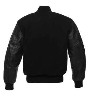 Personalizado de lujo negro ecológico Varsity chaquetas hombres Stand Collar High Street personalizado Letterman bombardero frontal de talla grande - Product Image 5