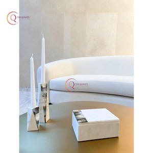 Handmade Rectangular Marble <b>Candle</b> Jar And <b>Stand</b> Unique Home Hotel Restaurant Decorative Other <b>Candle</b> Holders White Color - Product Image 4