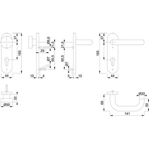 Juego de Protección Contra Incendios HOPPE Paris FS-E58/353KH/138 de Acero Inoxidable F69 D/K para Puertas de 40-65 mm de Espesor, Accesorios para Chimeneas PZ - Product Image 3