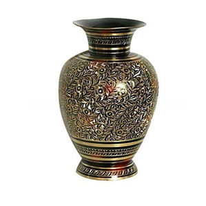 Florero de latón para decoración del hogar, exportador de maceta, pieza de exhibición de pavo real hecha a mano antigua, hermoso artículo de decoración para el hogar y la Oficina - Product Image 1