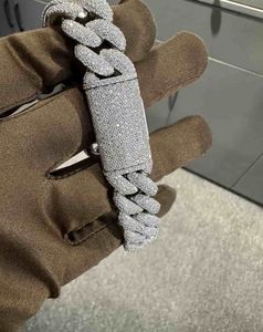 Bracelet en argent sterling 925 avec moissanite VVS, 16 mm, 8 pouces, plaqué or blanc - Product Image 3