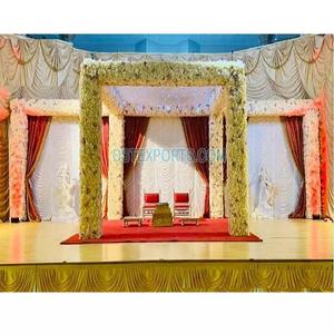 Magnifique décoration florale de mandap pour mariage, magnifique mandap de mariage avec fleurs blanches, fleurs de mariage tendance, piliers de mandap, États-Unis - Product Image 1