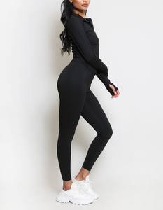 Vente en gros Ensemble de gymnastique à manches longues avec veste de sport et leggings de yoga pour femmes pour l'entraînement et le fitness - Product Image 4