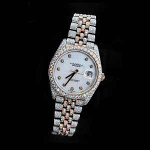 Reloj de pulsera automático de lujo 30 quilates VVS Moissanite Diamante tachonado completamente helado diseño llamativo con pantalla de esfera analógica - Product Image 3