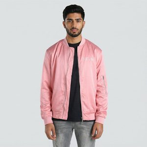 Chaqueta Bomber Personalizada de Estilo Urbano para Hombre, Chaqueta Oversize de Poliéster Negro con Acabado Satinado para Mujer, Chaqueta Gruesa Acolchada - Product Image 4