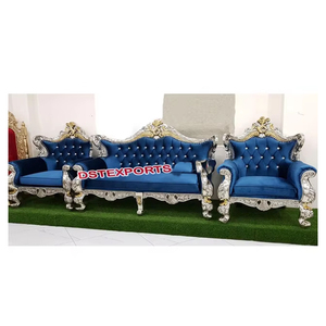 Sofá italiano moderno para boda Love Seat para escenario, madera tratada, tamaño personalizado, oro blanco, diseño islámico - Product Image 3