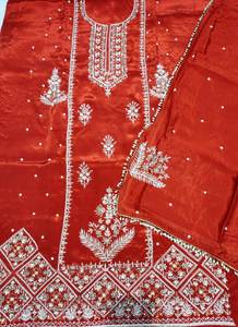 Designer moderne non cousu brodé à la main belle tenue costumes indien mode-avant style traditionnel fait soie indienne - Product Image 2