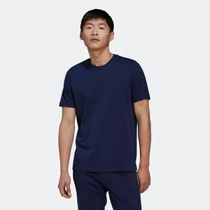 Regular Fit Ribbed Crewneck 100% Cotton Single Jersey Short Sleeves Night Indigo Men Essentials T-Shirts