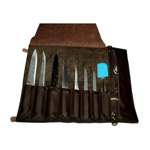 Bolsa de Almacenamiento Enrollable de Cuero Resistente para Utensilios de Cocina, Diseño Limpio, Uso Profesional, Ideal para Viajes, Color Personalizable, KBS GOODS - Product Image 1