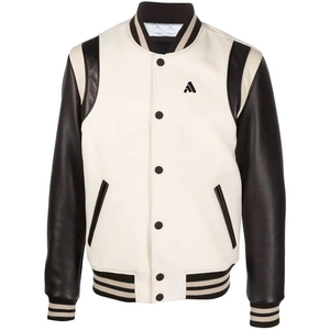 Chaqueta Universitaria Blanca y Negra para Hombre, Logotipo Personalizable en la Parte Trasera, Chaquetas Universitarias Clásicas con Letras para Hombre - Product Image 1
