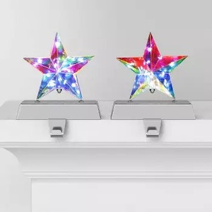 Support d'arbre de Noël en métal noir moderne et élégant pour cheminée, organisateur suspendu décoratif de vacances - Product Image 1