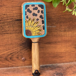 New Arrival <b>Hot</b> Selling Western Stylish Real Handmade Tooled Engraved Leather Hair Brush <b>Comb</b> Leather Daily Uses Hair Accessory - Product Image 2