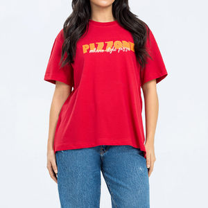 95% algodón 5% poliéster Oversize impreso camiseta de mujer de talla grande de manga corta - Product Image 1