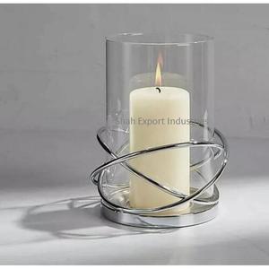 Bougeoir de table Hurricanes en métal/verre plaqué or pour la maison et la décoration d'éclairage de Noël - Product Image 4